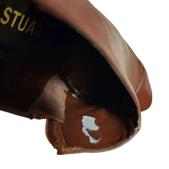 New Colin Stuart Women's Brown Leather Side Zip Ankle Block Heel Booties Size 8B - Picture 9 of 11